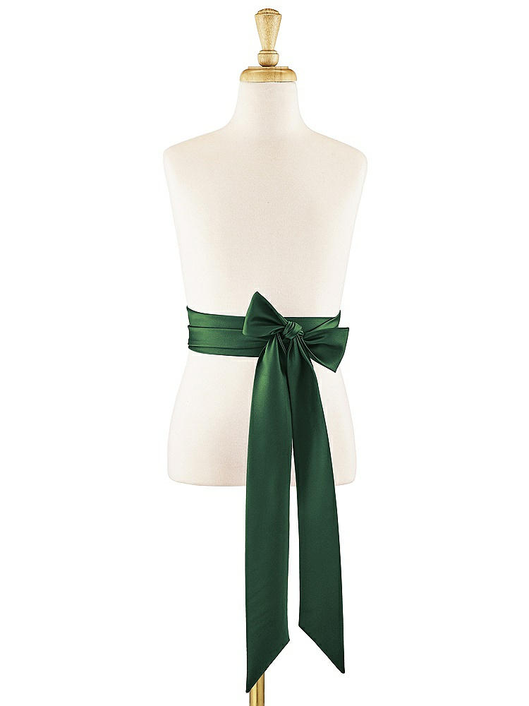 Front View - Hampton Green Matte Satin Flower Girl Sash