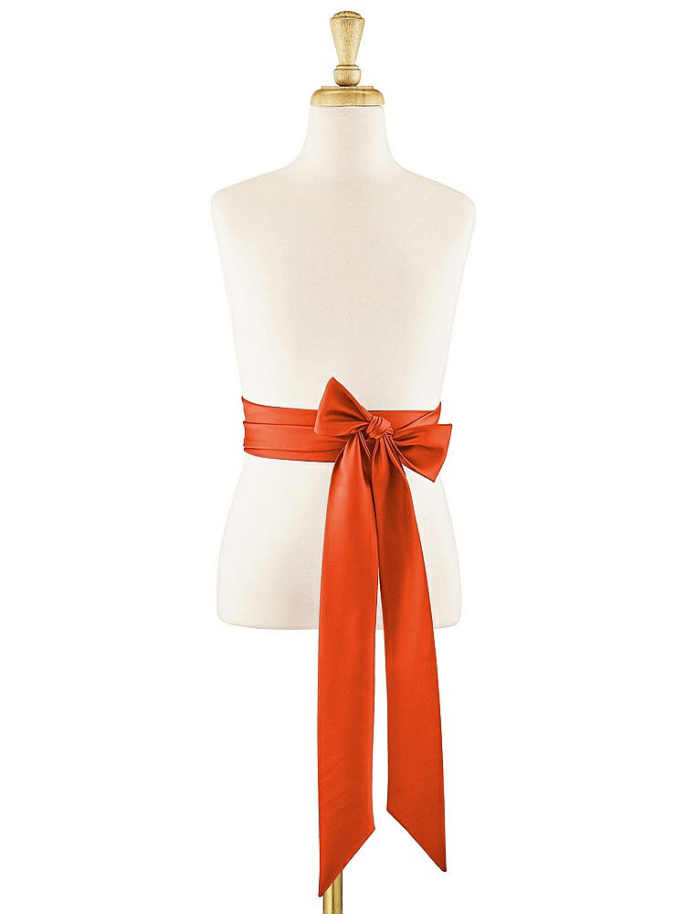 Front View - Tangerine Tango Matte Satin Flower Girl Sash