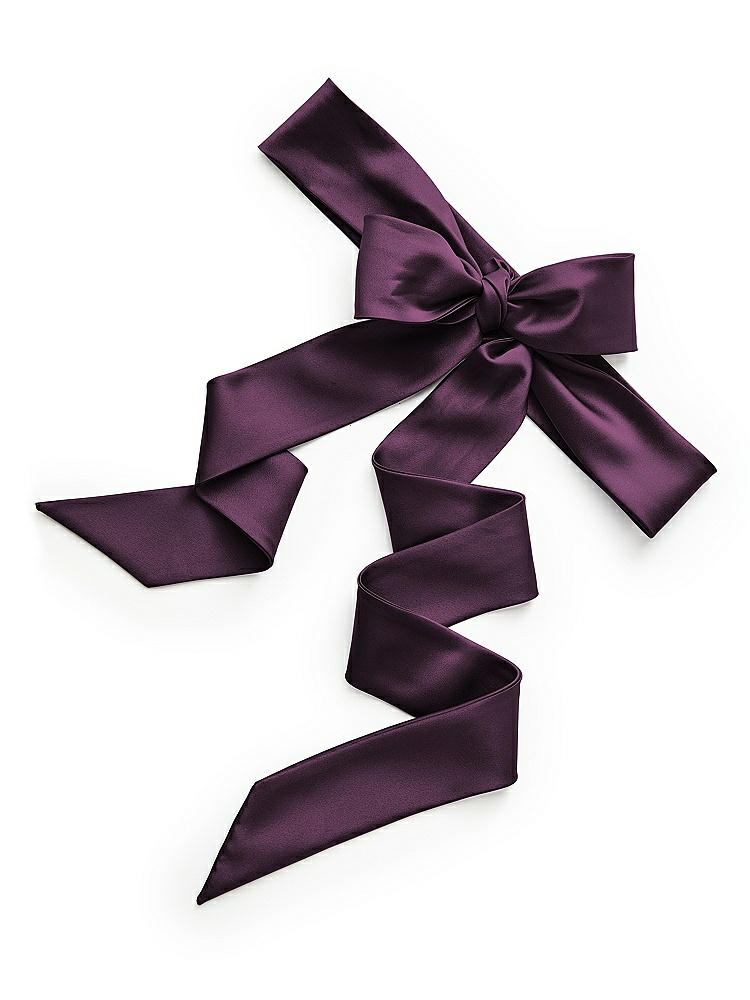 Back View - Aubergine Matte Satin Flower Girl Sash