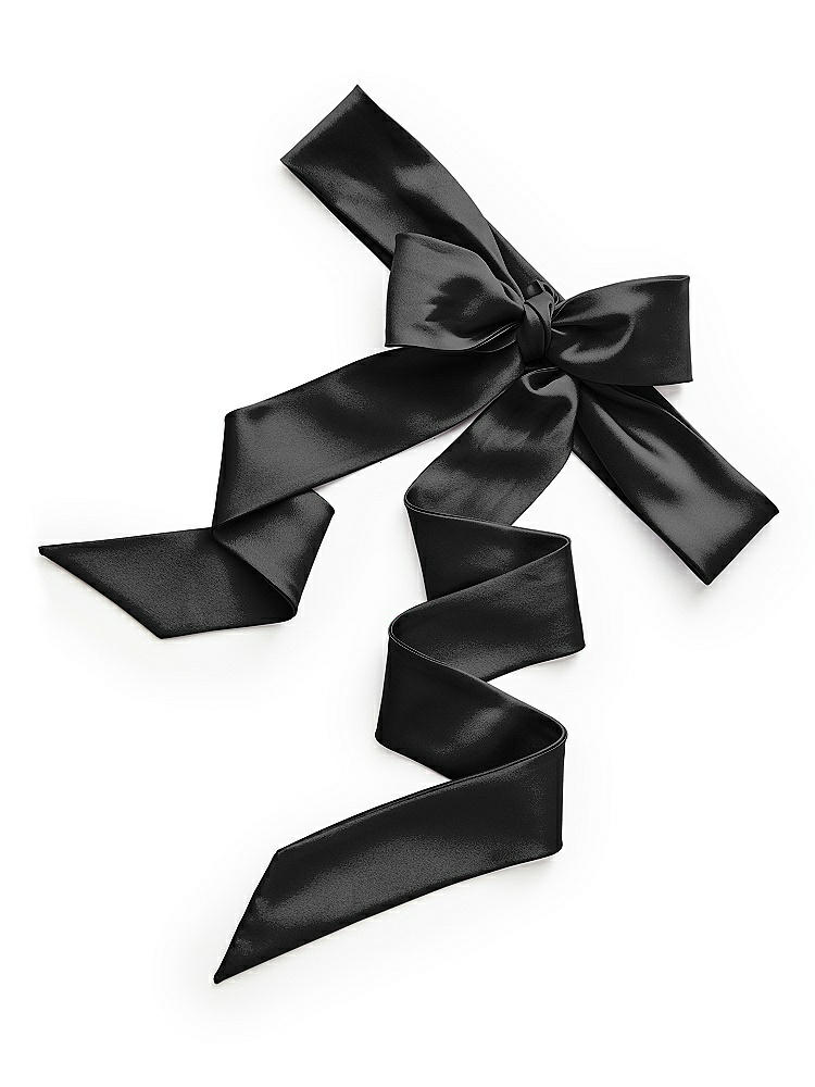 Back View - Black Matte Satin Flower Girl Sash