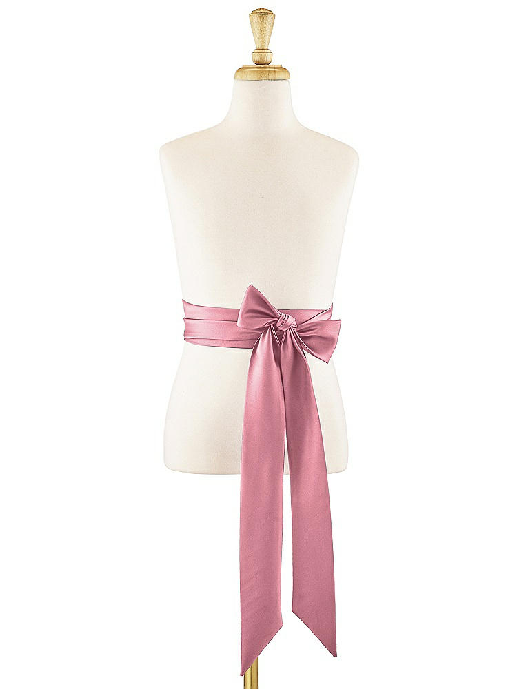 Front View - Carnation Matte Satin Flower Girl Sash