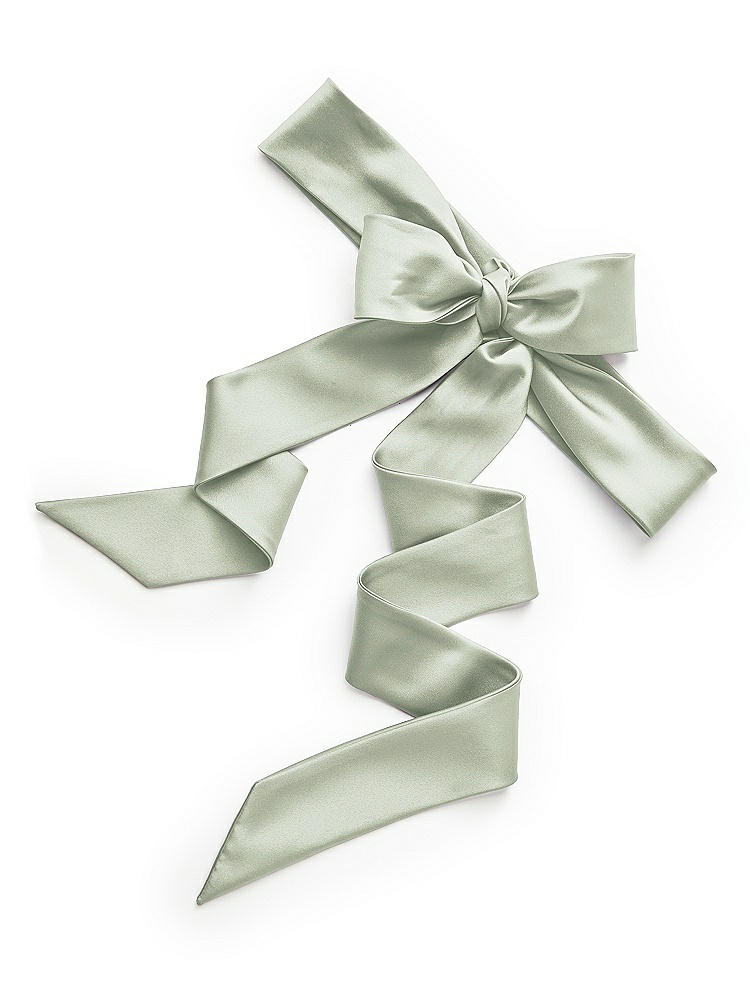 Back View - Celadon Matte Satin Flower Girl Sash