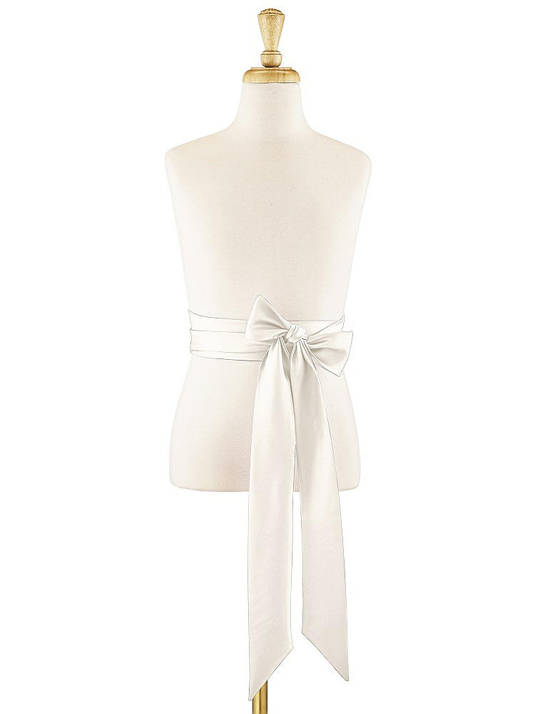 Front View - Ivory Matte Satin Flower Girl Sash