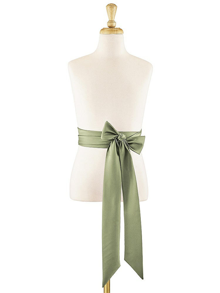 Front View - Kiwi Matte Satin Flower Girl Sash