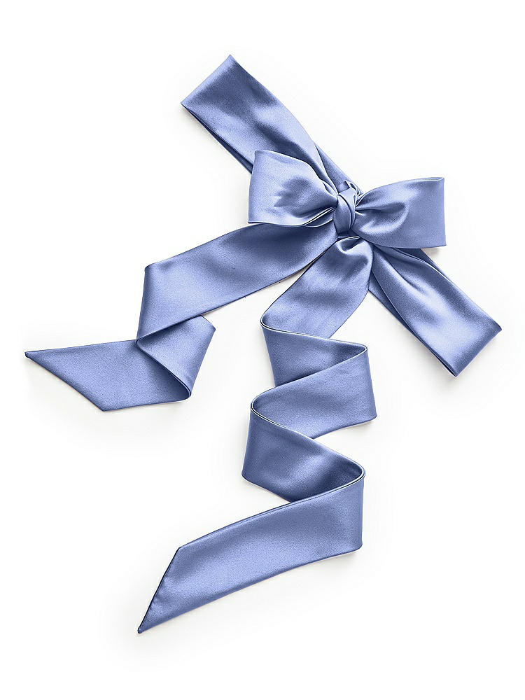 Back View - Periwinkle - PANTONE Serenity Matte Satin Flower Girl Sash