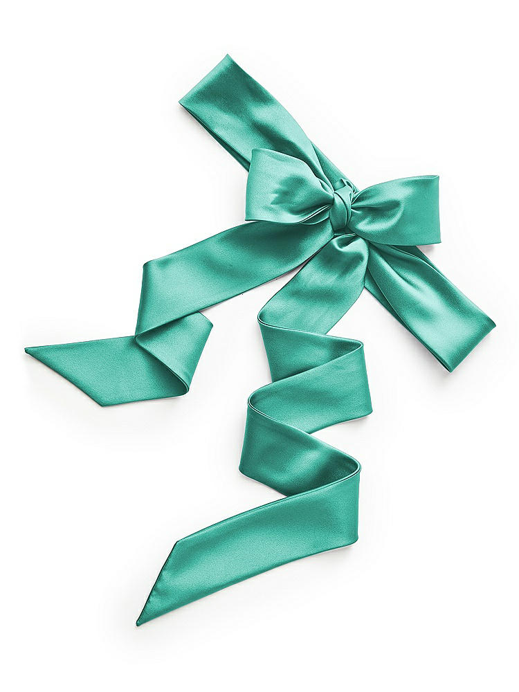 Back View - Pantone Turquoise Matte Satin Flower Girl Sash