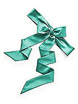 Rear View Thumbnail - Pantone Turquoise Matte Satin Flower Girl Sash