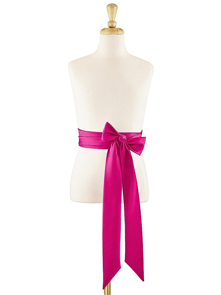 Front View - Think Pink Matte Satin Flower Girl Sash