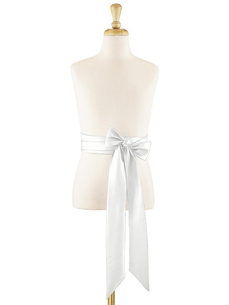 Front View - White Matte Satin Flower Girl Sash