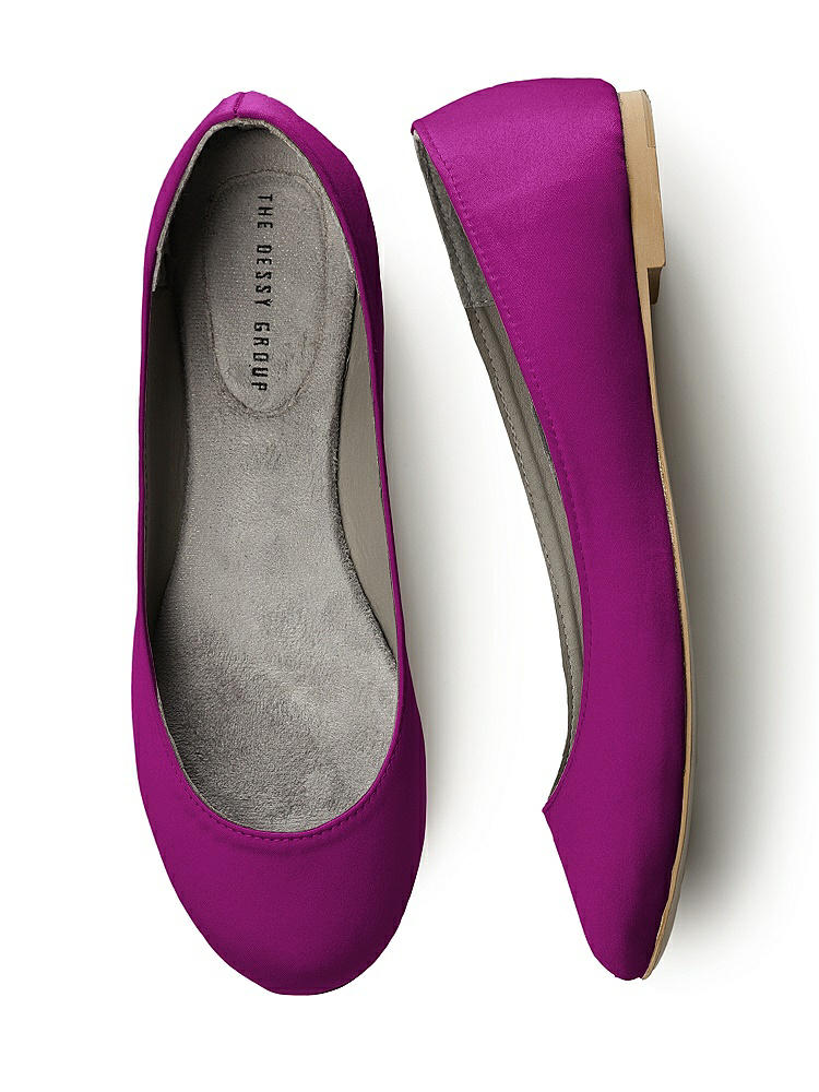 Front View - Persian Plum Simple Satin Ballet Wedding Flats