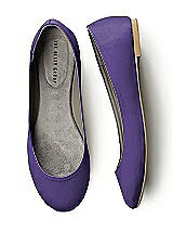 Front View Thumbnail - Regalia - PANTONE Ultra Violet Simple Satin Ballet Wedding Flats