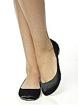 Rear View Thumbnail - Black Simple Satin Ballet Wedding Flats