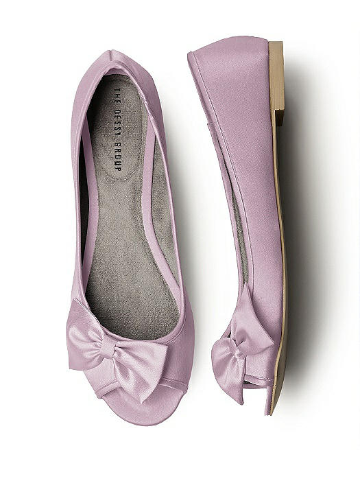 Satin Peep Toe Bridal Ballet Wedding Flats In Suede Rose The Dessy Group