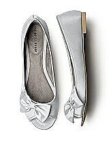 Front View Thumbnail - Frost Satin Peep Toe Bridal Ballet Wedding Flats