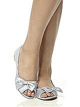 Rear View Thumbnail - Frost Satin Peep Toe Bridal Ballet Wedding Flats