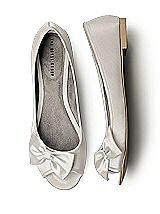 Front View Thumbnail - Oyster Satin Peep Toe Bridal Ballet Wedding Flats