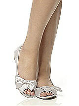 Rear View Thumbnail - Oyster Satin Peep Toe Bridal Ballet Wedding Flats