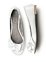 Front View Thumbnail - White Satin Peep Toe Bridal Ballet Wedding Flats