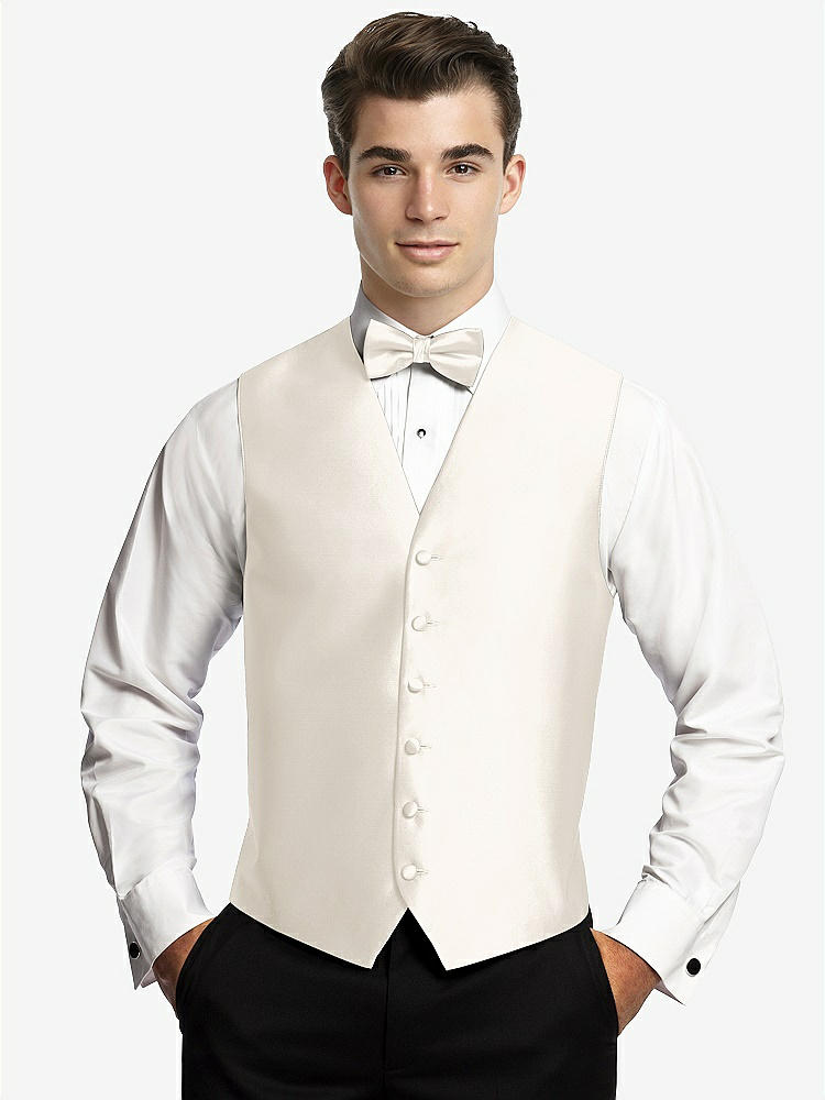 Front View - Ivory Yarn-Dyed 6 Button Tuxedo Vest by After Six