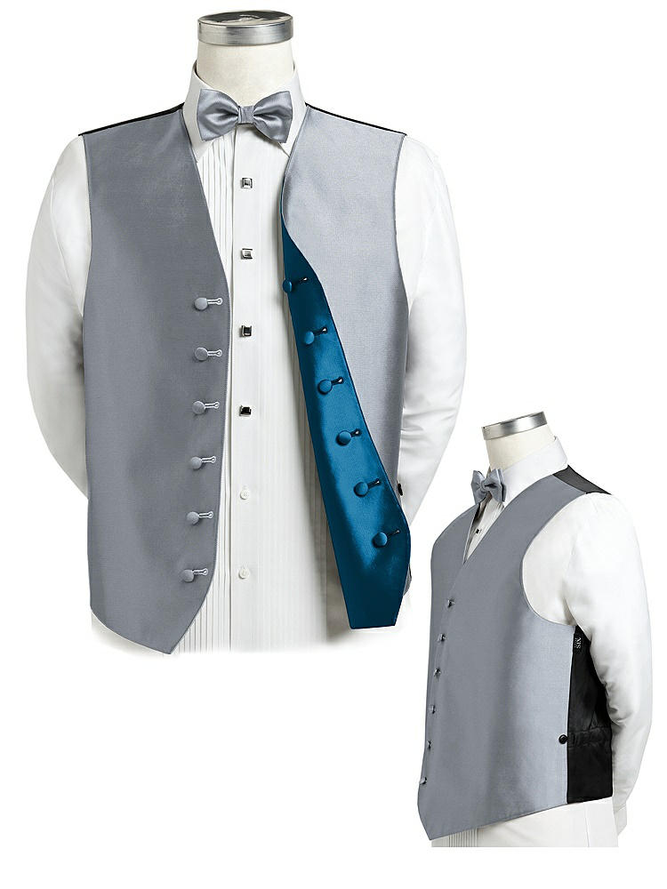 Back View - Platinum & Ocean Blue Reversible Tuxedo Vests by After Six