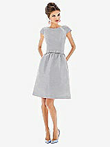 Alt View 1 Thumbnail - French Gray Bateau Neck Cap Sleeves Cocktail Bridesmaid Dress 