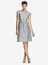 Front View Thumbnail - French Gray Bateau Neck Cap Sleeves Cocktail Bridesmaid Dress 