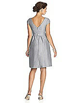 Rear View Thumbnail - French Gray Bateau Neck Cap Sleeves Cocktail Bridesmaid Dress 