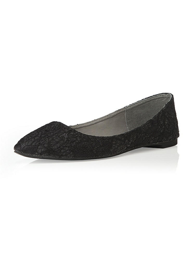 Back View - Black Lace Bridal Ballet Wedding Flats