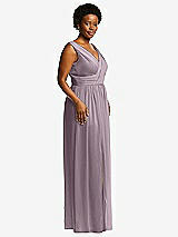 Alt View 1 Thumbnail - Lilac Dusk Sleeveless Draped Chiffon Maxi Dress with Front Slit