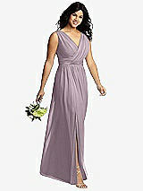 Alt View 4 Thumbnail - Lilac Dusk Sleeveless Draped Chiffon Maxi Dress with Front Slit