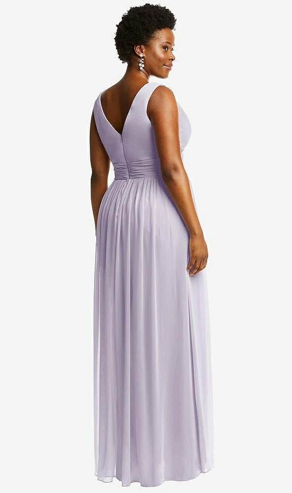 Back View - Moondance Sleeveless Draped Chiffon Maxi Dress with Front Slit