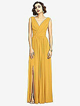 Alt View 3 Thumbnail - NYC Yellow Sleeveless Draped Chiffon Maxi Dress with Front Slit