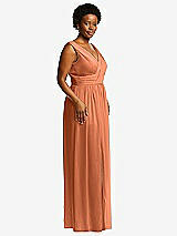 Alt View 1 Thumbnail - Sweet Melon Sleeveless Draped Chiffon Maxi Dress with Front Slit