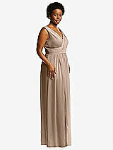 Alt View 1 Thumbnail - Topaz Sleeveless Draped Chiffon Maxi Dress with Front Slit