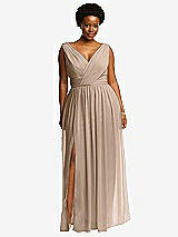 Front View Thumbnail - Topaz Sleeveless Draped Chiffon Maxi Dress with Front Slit