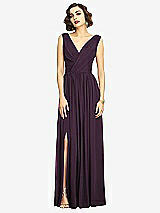 Alt View 3 Thumbnail - Aubergine Sleeveless Draped Chiffon Maxi Dress with Front Slit