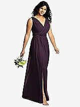 Alt View 4 Thumbnail - Aubergine Sleeveless Draped Chiffon Maxi Dress with Front Slit