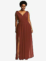 Front View Thumbnail - Auburn Moon Sleeveless Draped Chiffon Maxi Dress with Front Slit