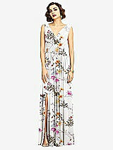 Alt View 3 Thumbnail - Butterfly Botanica Ivory Sleeveless Draped Chiffon Maxi Dress with Front Slit