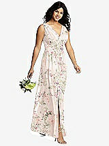 Alt View 4 Thumbnail - Blush Garden Sleeveless Draped Chiffon Maxi Dress with Front Slit