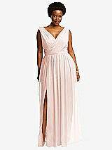 Front View Thumbnail - Blush Sleeveless Draped Chiffon Maxi Dress with Front Slit