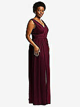 Alt View 1 Thumbnail - Cabernet Sleeveless Draped Chiffon Maxi Dress with Front Slit