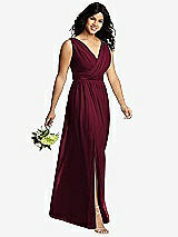 Alt View 4 Thumbnail - Cabernet Sleeveless Draped Chiffon Maxi Dress with Front Slit