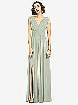 Alt View 3 Thumbnail - Celadon Sleeveless Draped Chiffon Maxi Dress with Front Slit