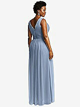 Rear View Thumbnail - Cloudy Sleeveless Draped Chiffon Maxi Dress with Front Slit