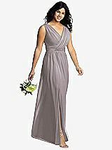 Alt View 4 Thumbnail - Cashmere Gray Sleeveless Draped Chiffon Maxi Dress with Front Slit