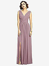 Alt View 3 Thumbnail - Dusty Rose Sleeveless Draped Chiffon Maxi Dress with Front Slit