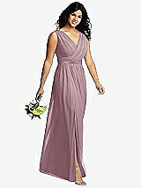 Alt View 4 Thumbnail - Dusty Rose Sleeveless Draped Chiffon Maxi Dress with Front Slit