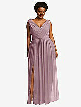 Front View Thumbnail - Dusty Rose Sleeveless Draped Chiffon Maxi Dress with Front Slit