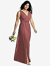 Alt View 4 Thumbnail - English Rose Sleeveless Draped Chiffon Maxi Dress with Front Slit